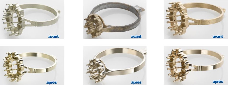 Résultat d'un polissage de bijoux avec l'EPAG-Smart d'OTEC