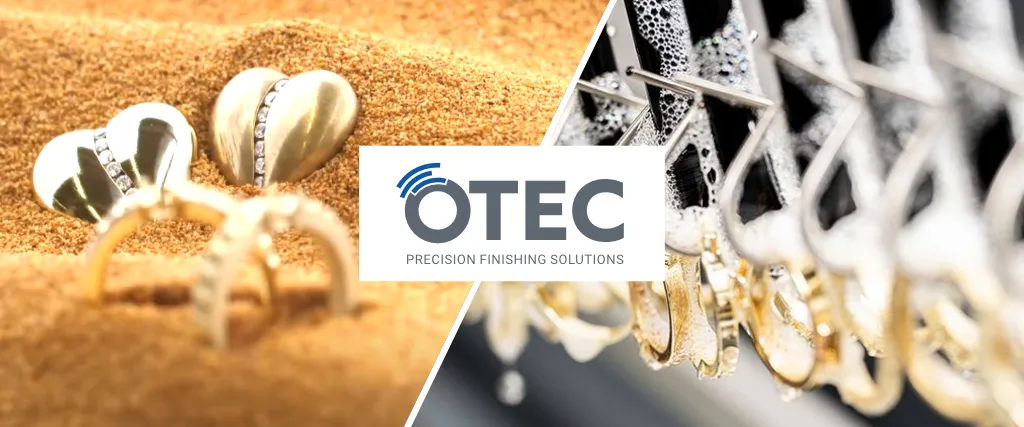 Bijoux en or en phase de polissage mécanique et d’électrofinition avec les équipements de précision OTEC