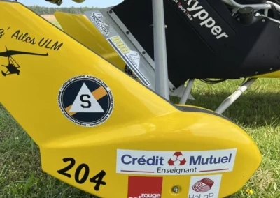 Logos Holap et autres sponsors sur la roue de l’ULM Les Gaz’Ailes